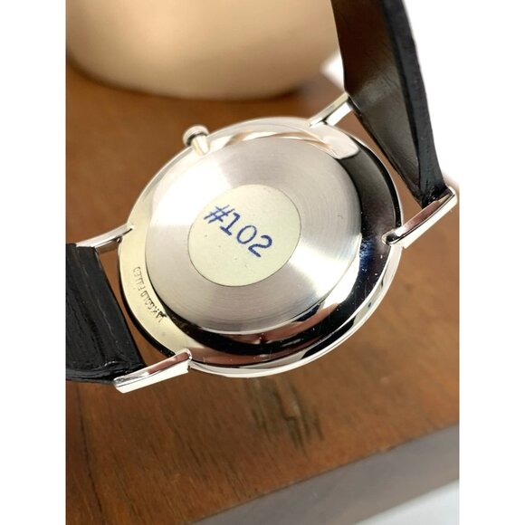 Wittnauer Men's Watch Vintage Swiss Hand Wind Thin 33mm Black Leather Band - Picture 8 of 16